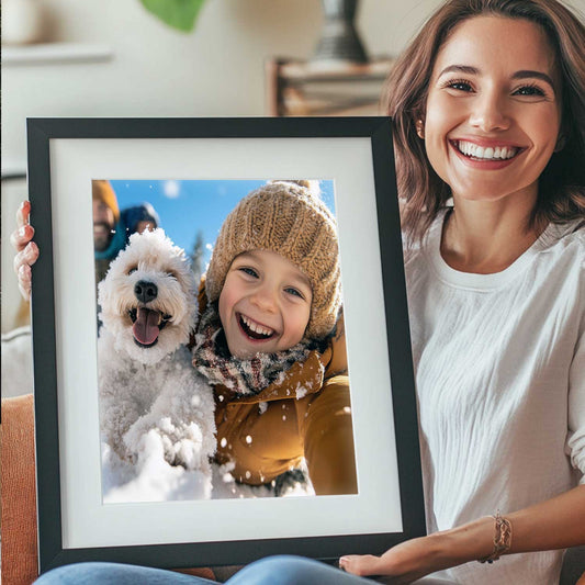 Portrait framed photo prints with white mat