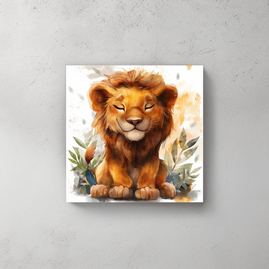 Happy Lion #070 Canvas Wall Art & Metal Prints