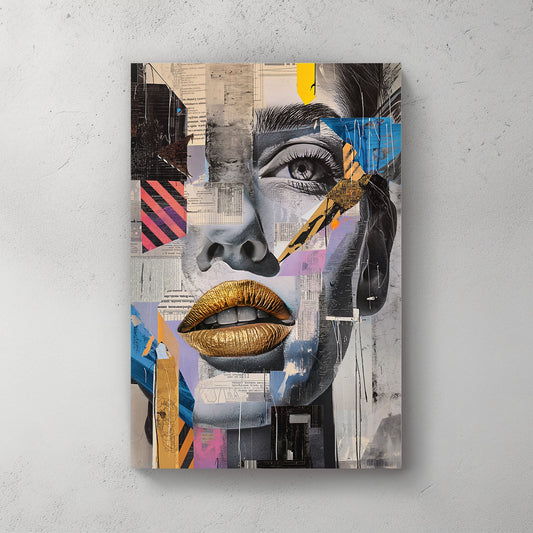 Gold Lips #1001 Canvas Wall Art & Metal Prints