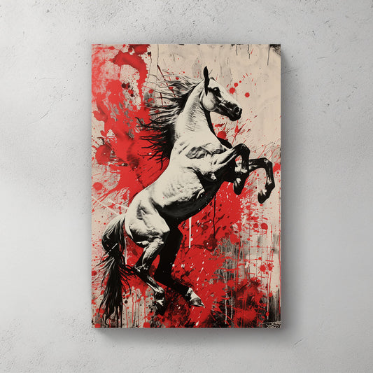 Rearing White Horse #1069 Canvas Wall Art & Metal Prints