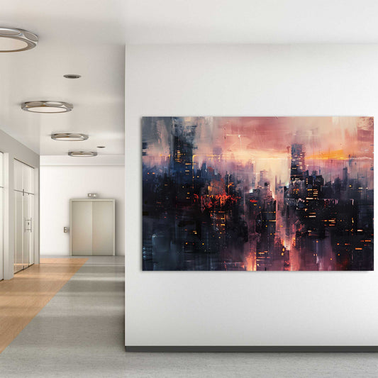 Sunset In The City #1318 Canvas Wall Art & Metal Prints