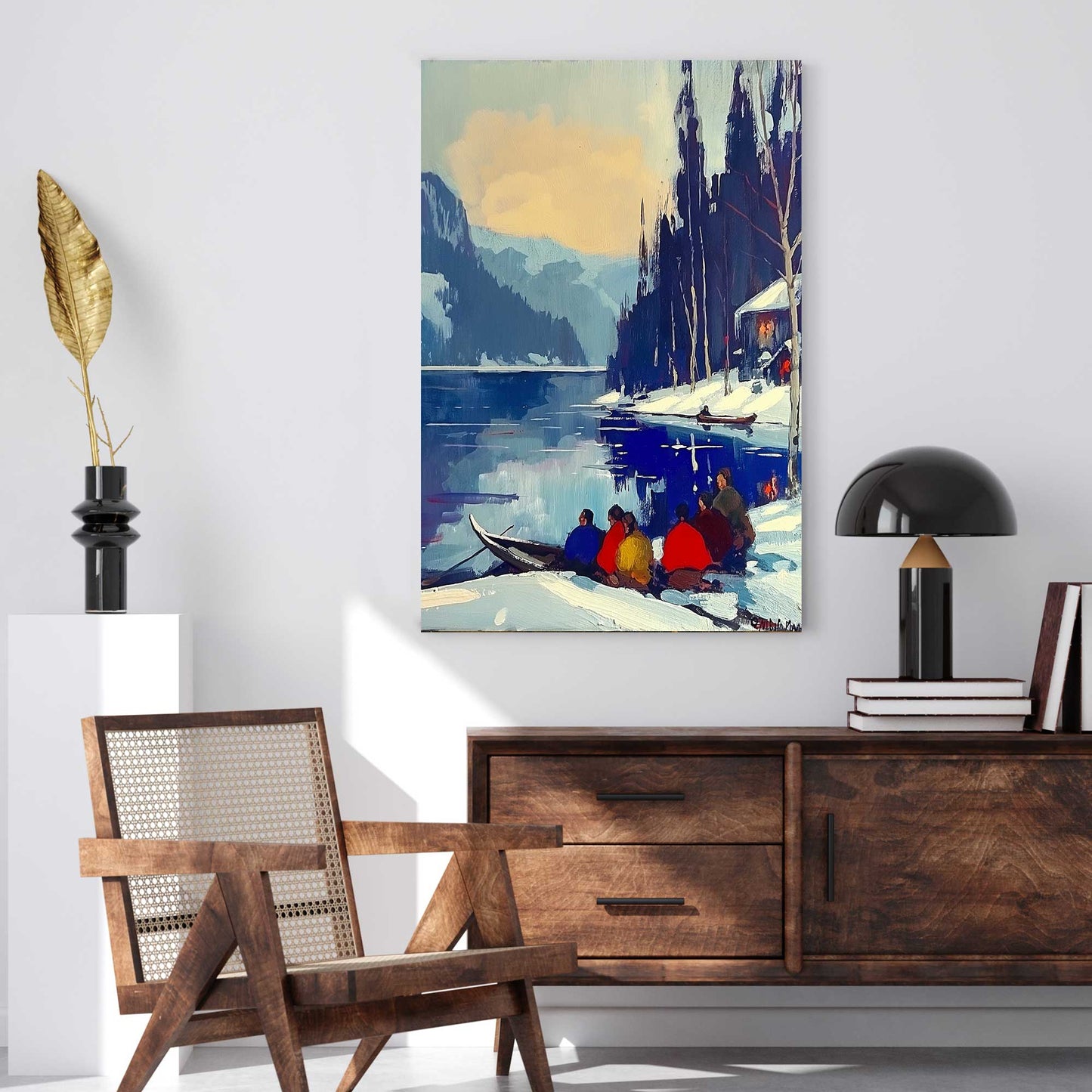 Fishing By The Lake #1323 Canvas Wall Art & Metal Prints
