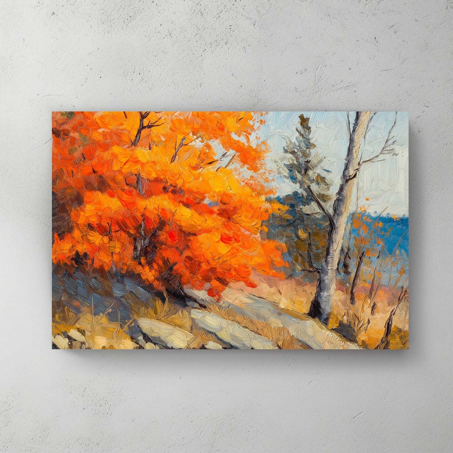 fall foliage wall art decor featuring rich orange tones