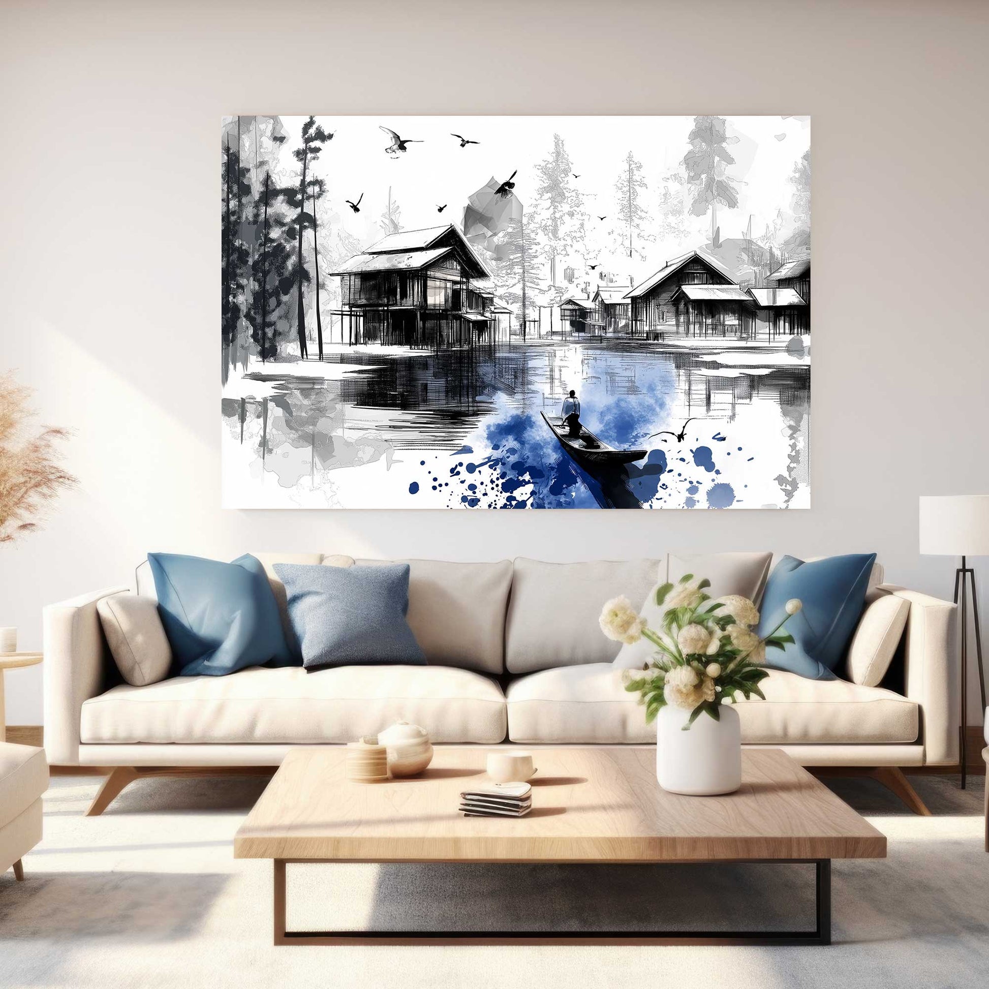 Japanese lake wall art print