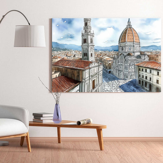 Florentine Skyline #1454 Canvas Wall Art & Metal Prints