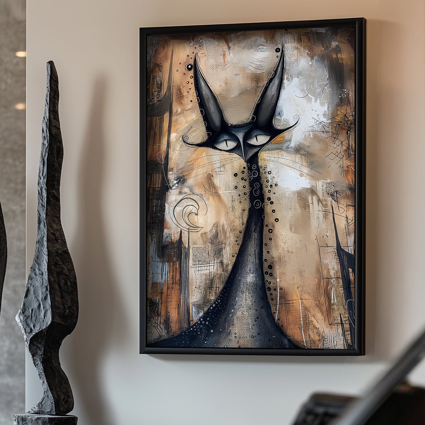 Surreal cat modern wall art decor