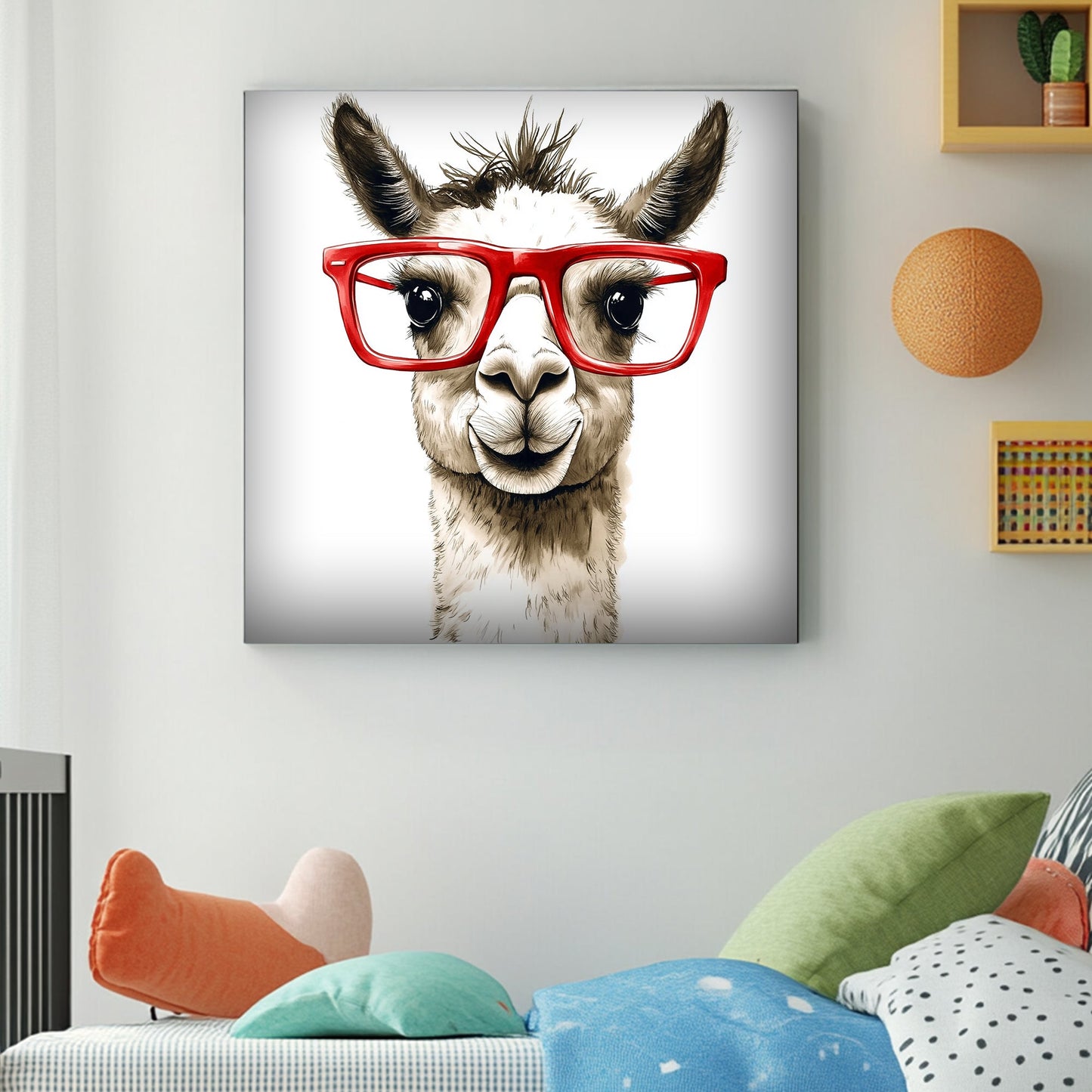 Funny Llama with glasses wall art print