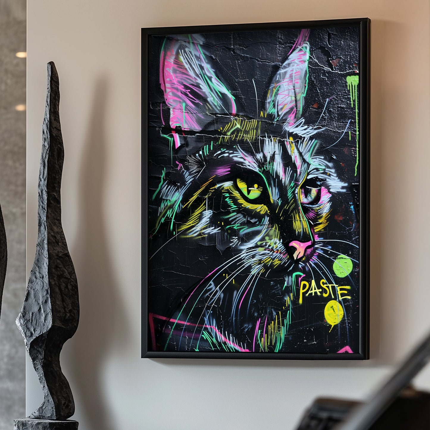 Graffiti colorful cat wall art print