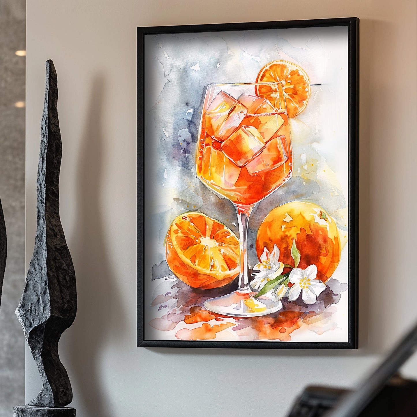 Cocktail with oranges wall art print