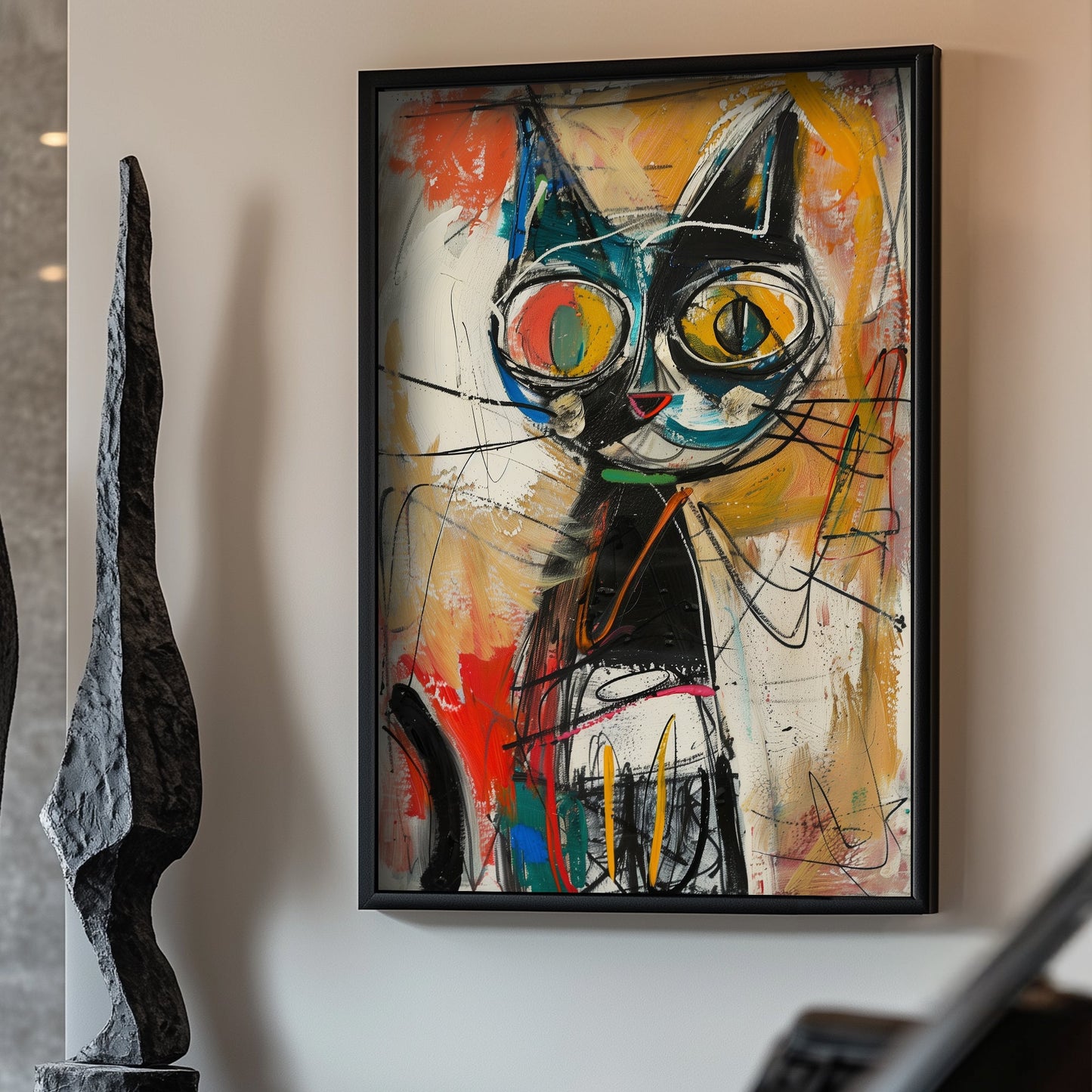 Abstract kitty wall art print