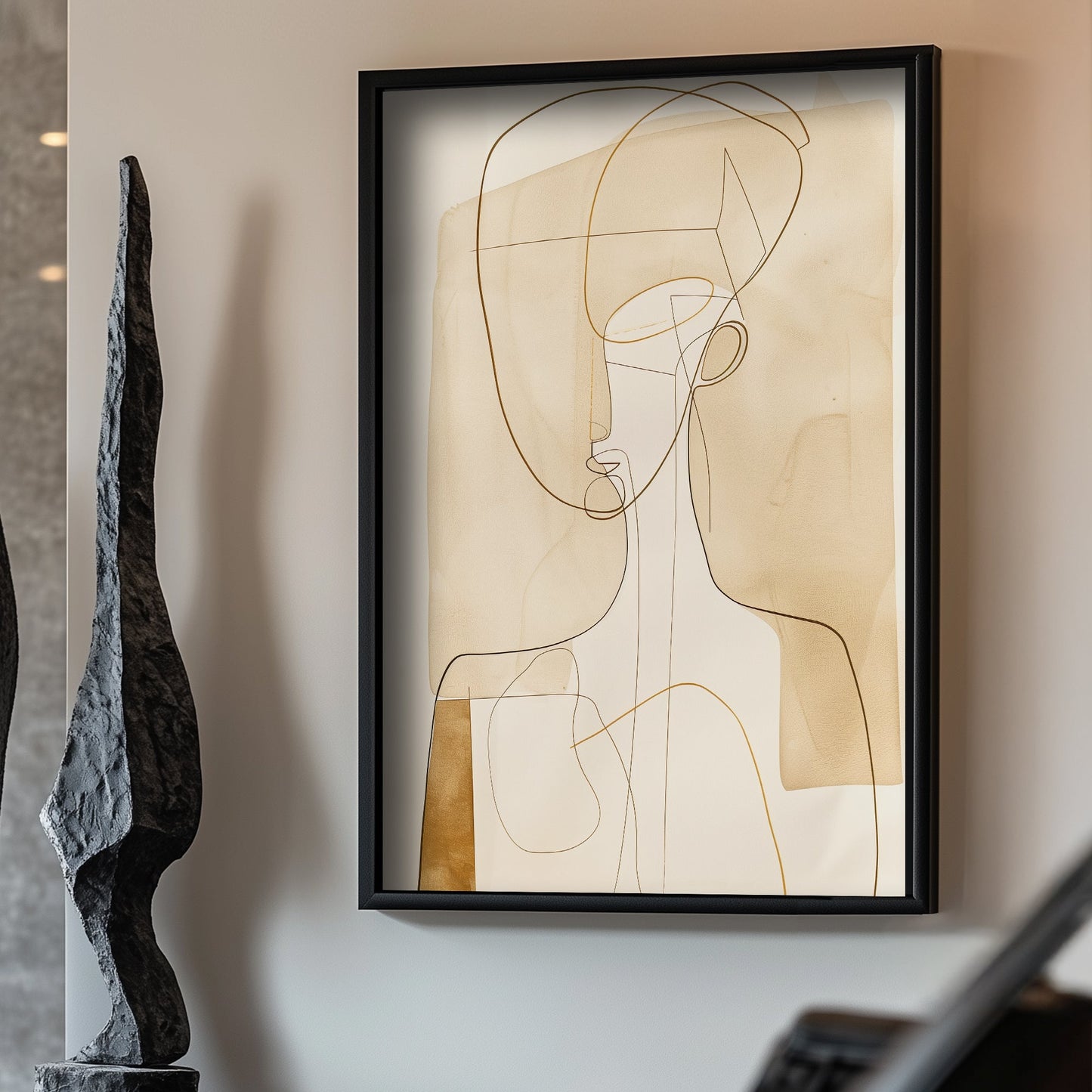 Minimalist beige elegant figure wall art decor