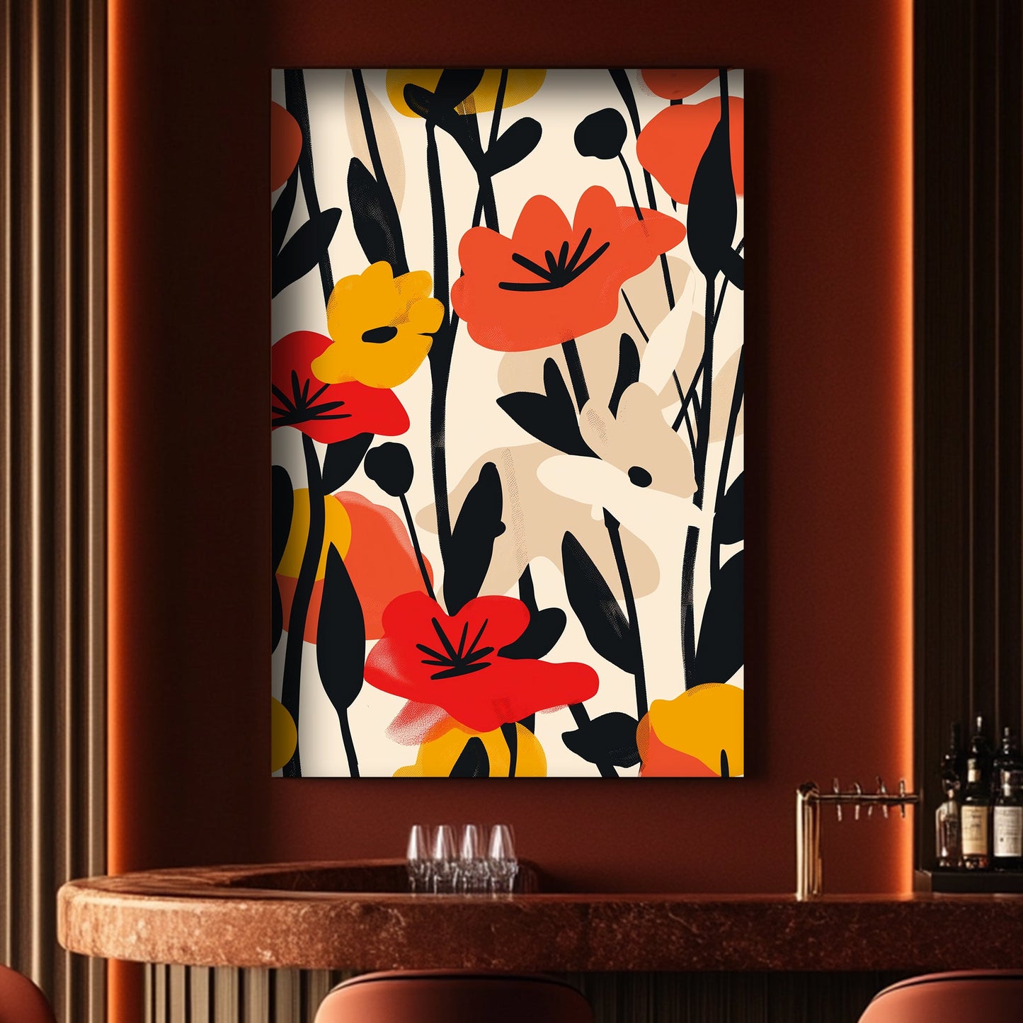 Colorful floral wall art print