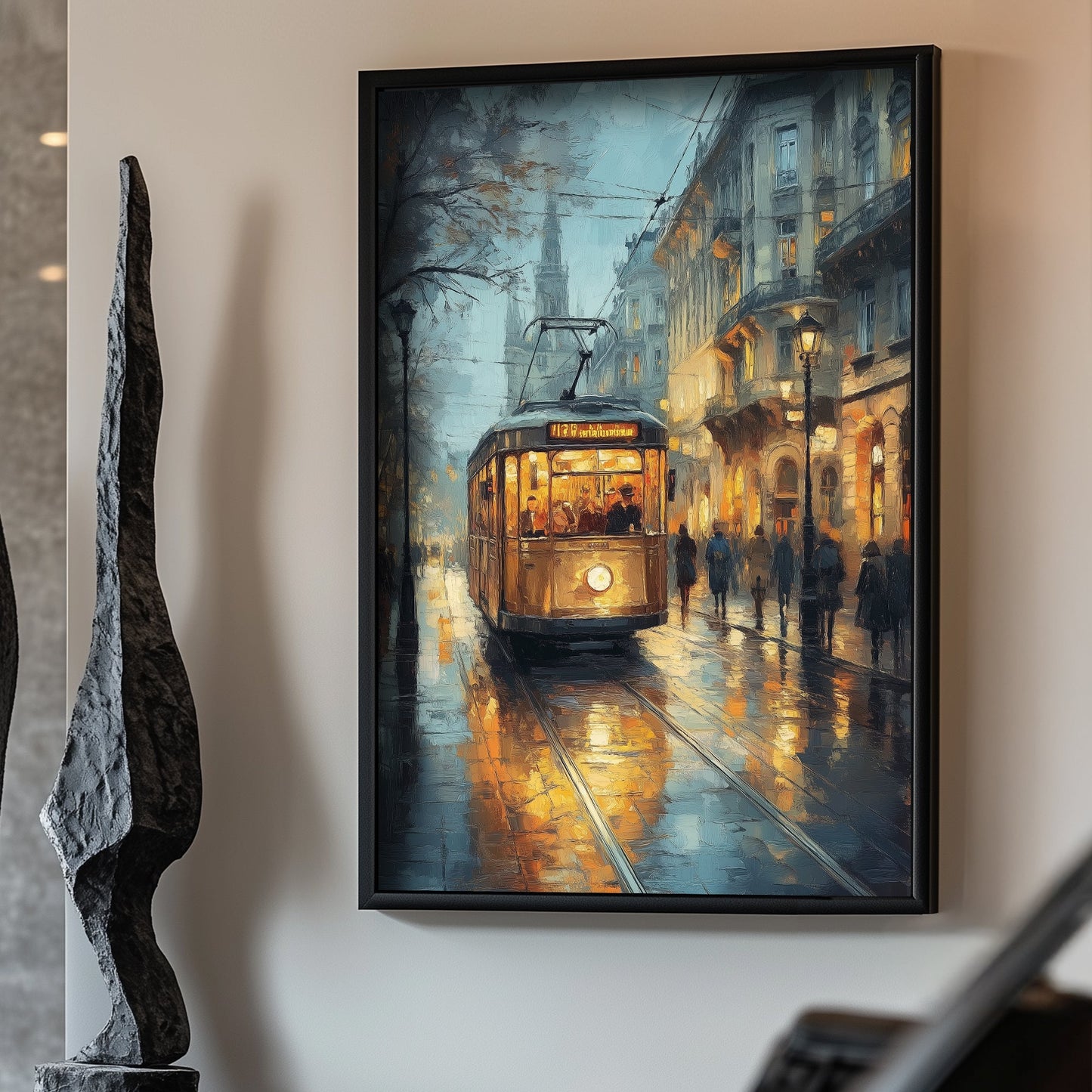 City tram scene wall art decor