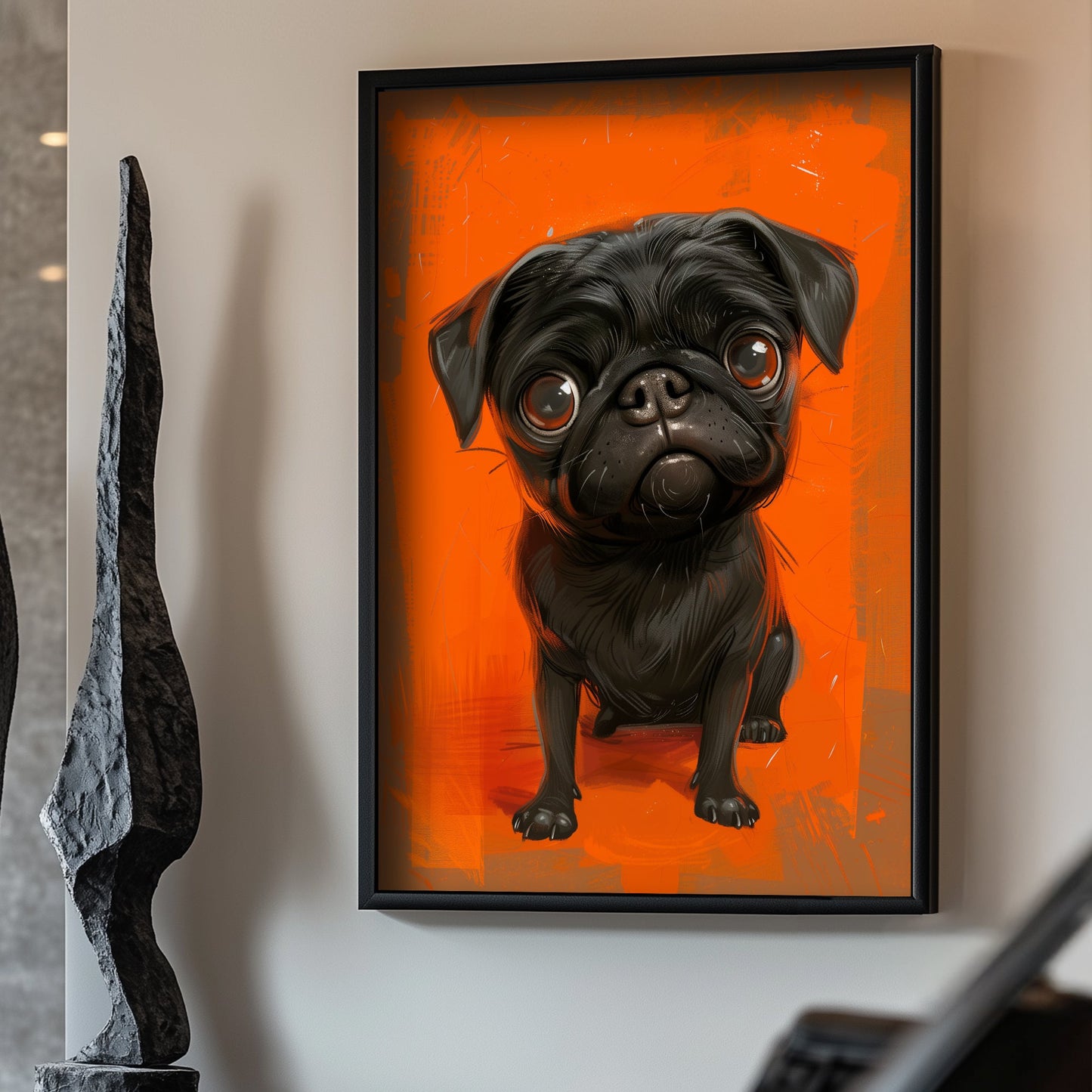 Cute pug puppy wall art print
