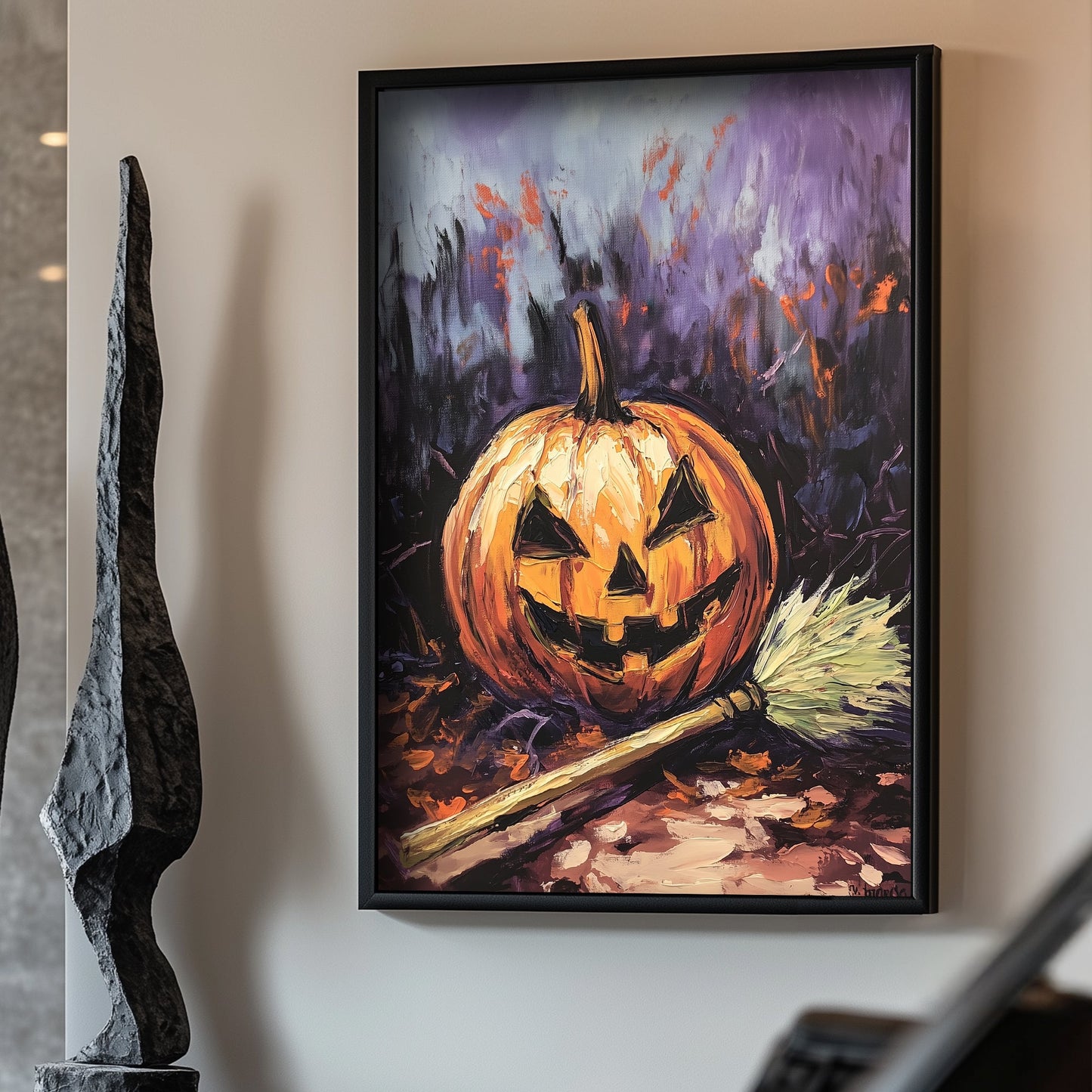 Spooky halloween pumpkin wall art print