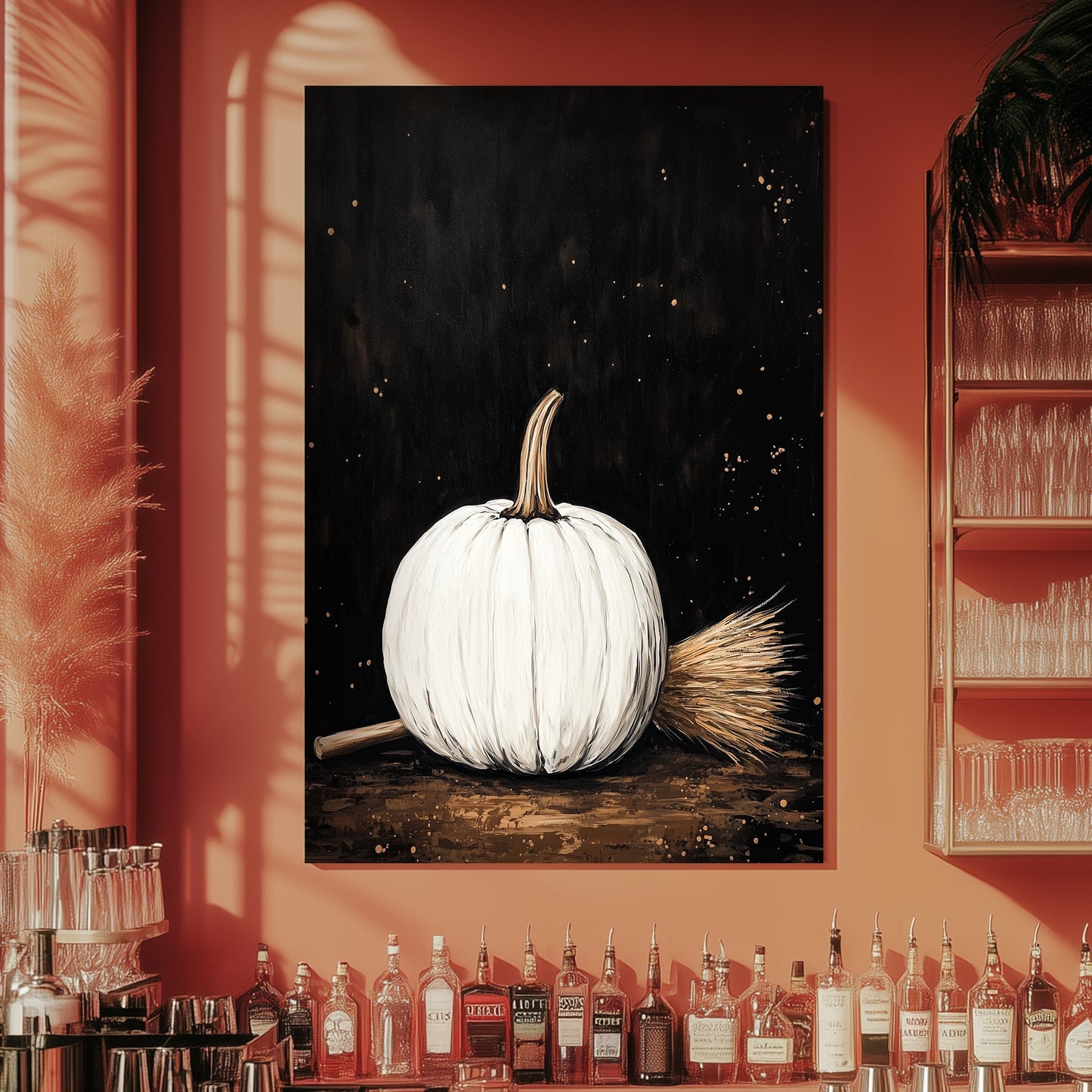 White pumpkin halloween inspired wall art print