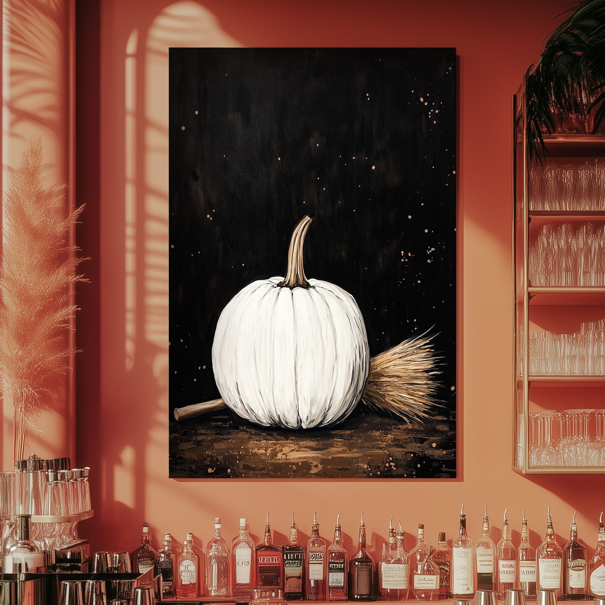 White pumpkin halloween inspired wall art print