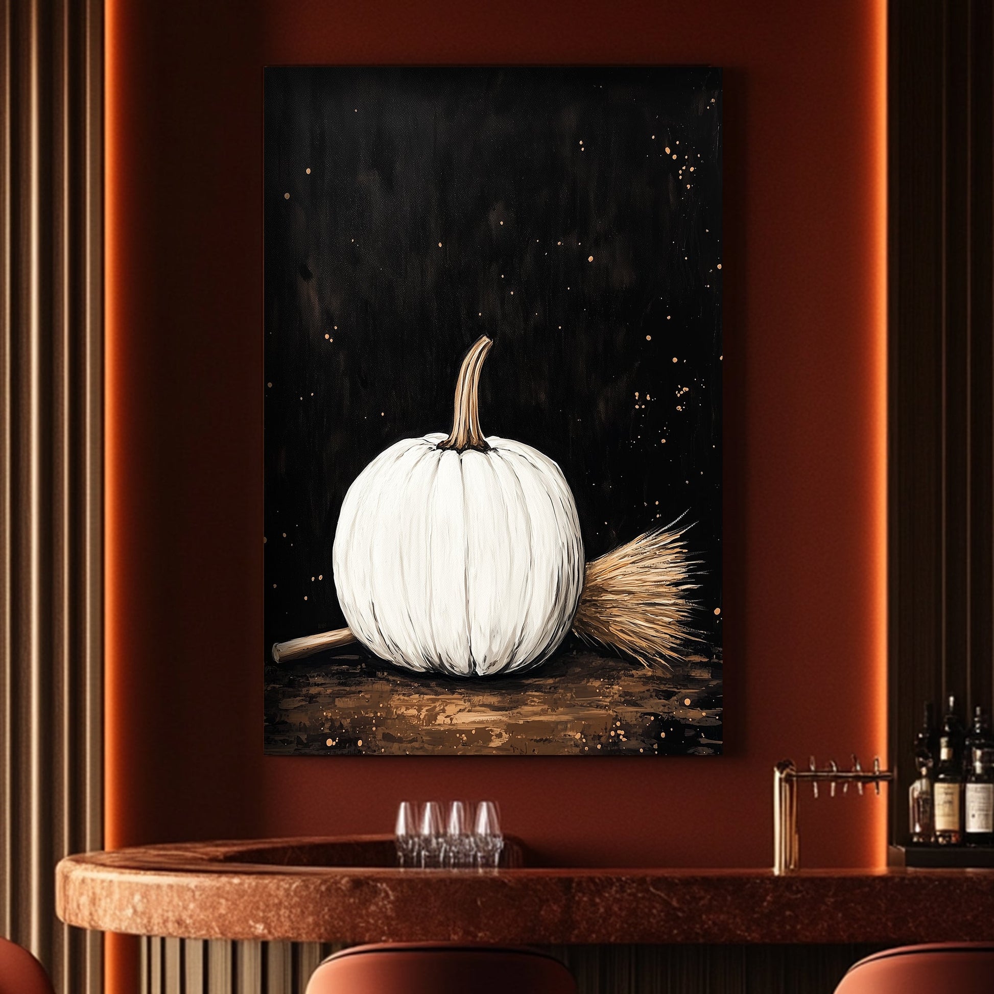 White pumpkin halloween inspired wall art print