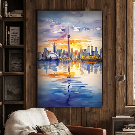 Toronto skyline at sunset wall art print