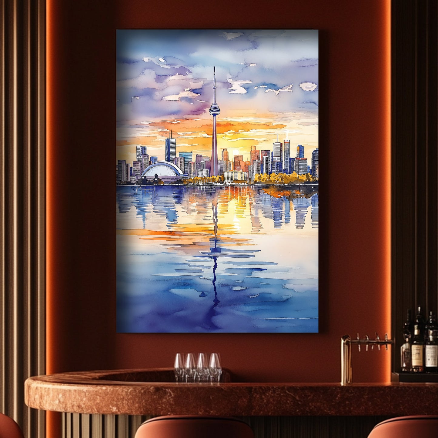 Toronto skyline at sunset wall art print