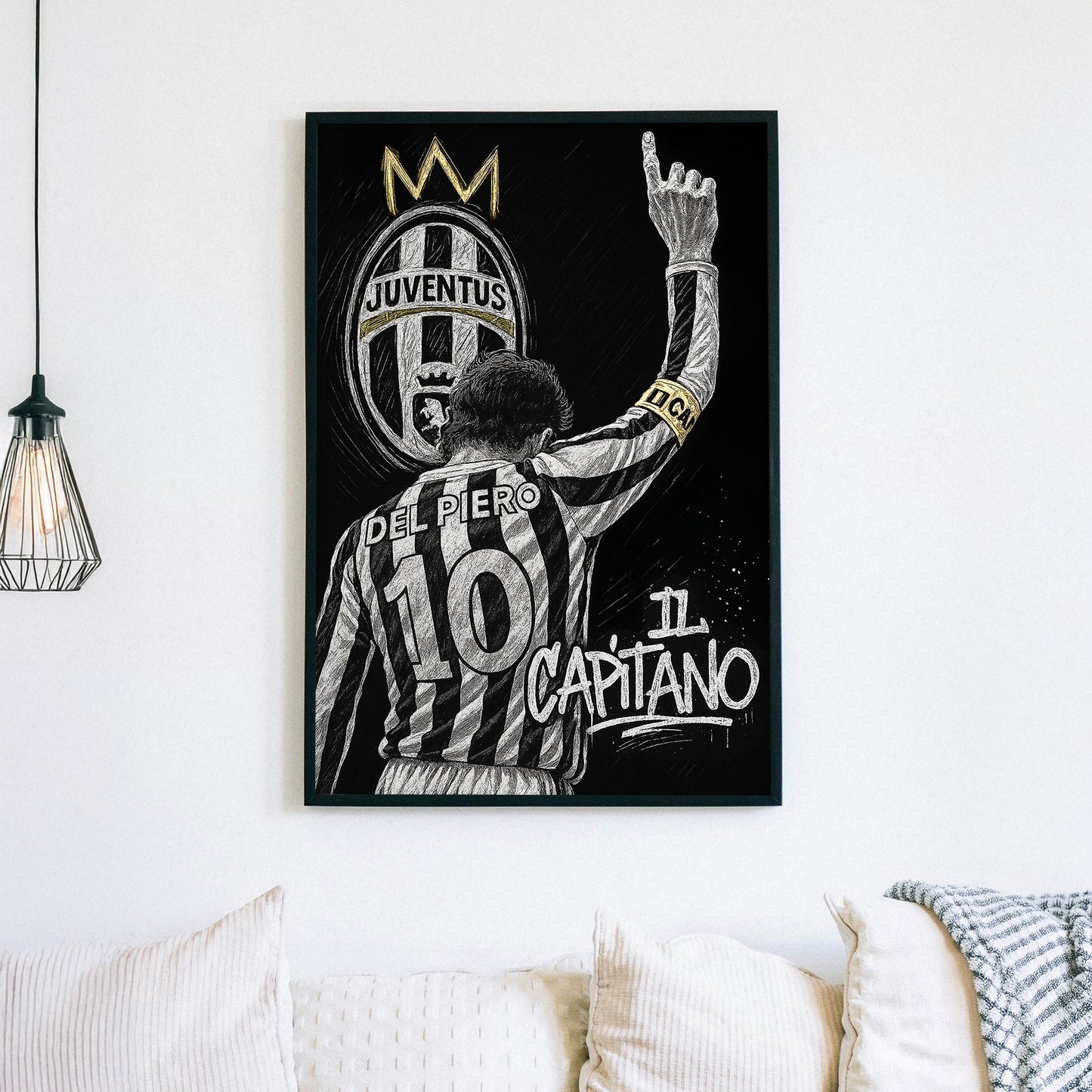 Sketch-style Juventus Del Piero Il Capitano tribute wall art