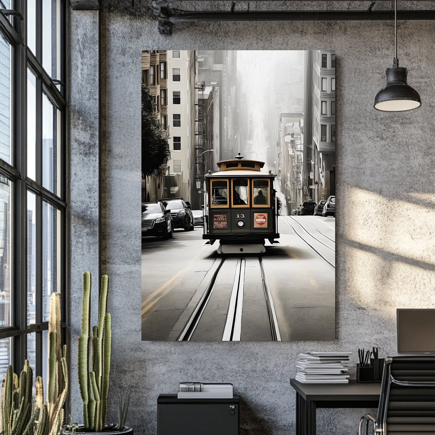 San Francisco cable car city street wall art