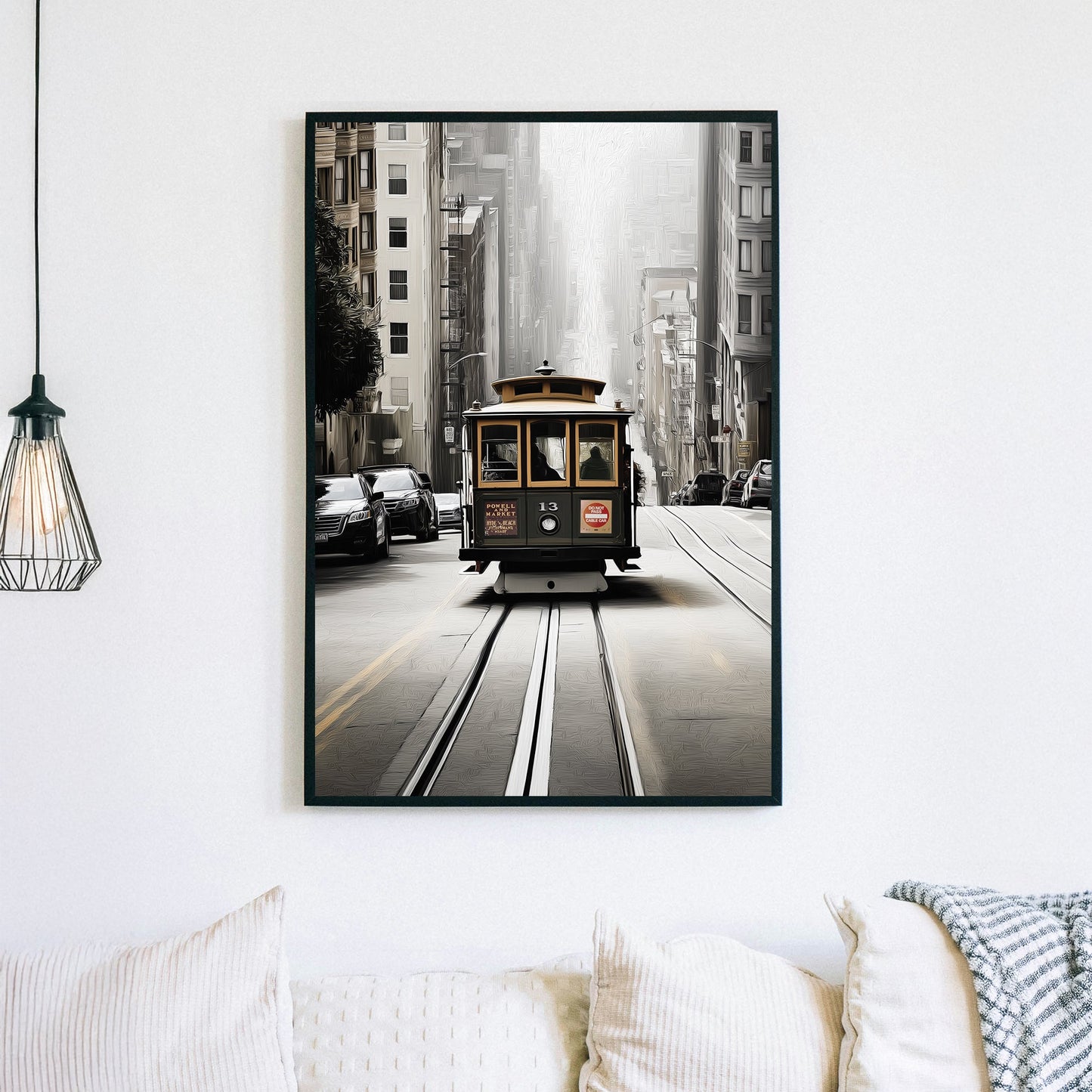 San Francisco cable car city street wall art