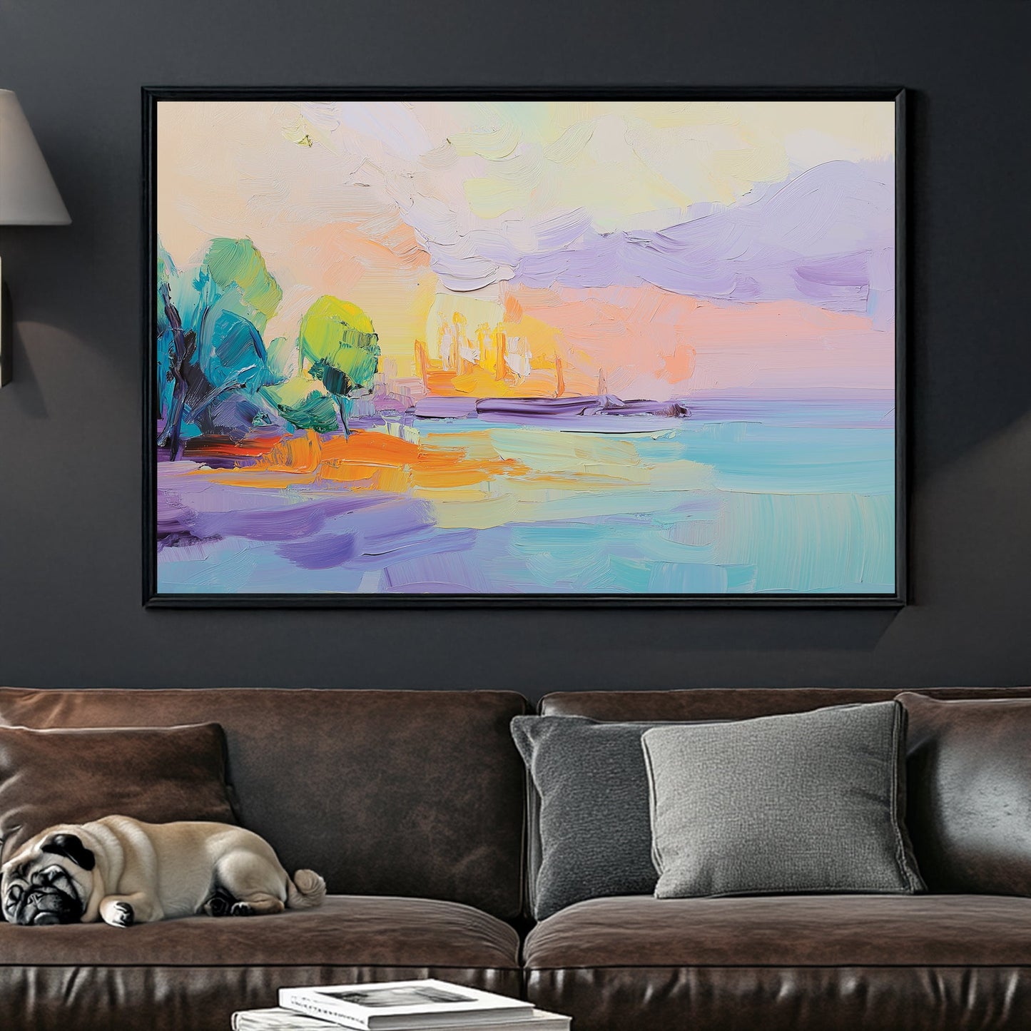 sunset shoreline pastel landscape wall art