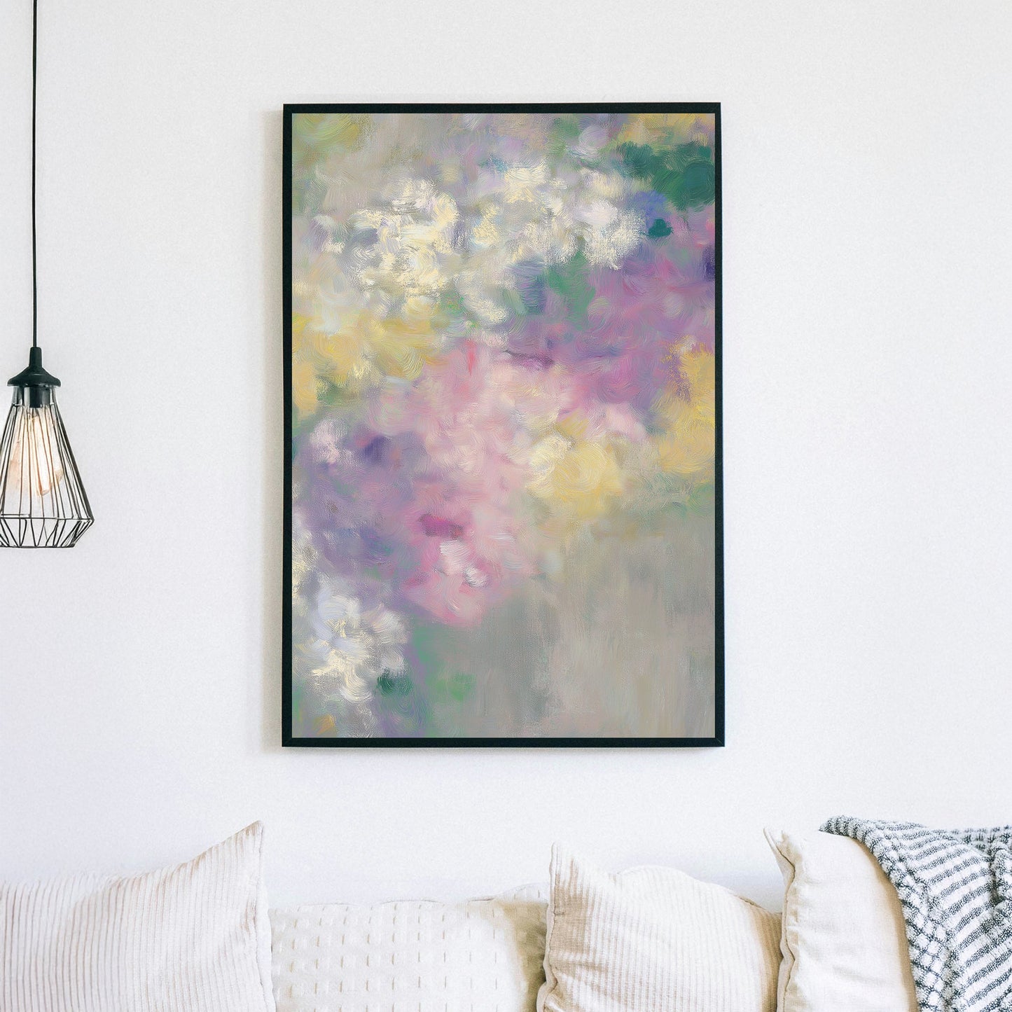abstract floral pastel wall art with soft impressionist brushstrokes