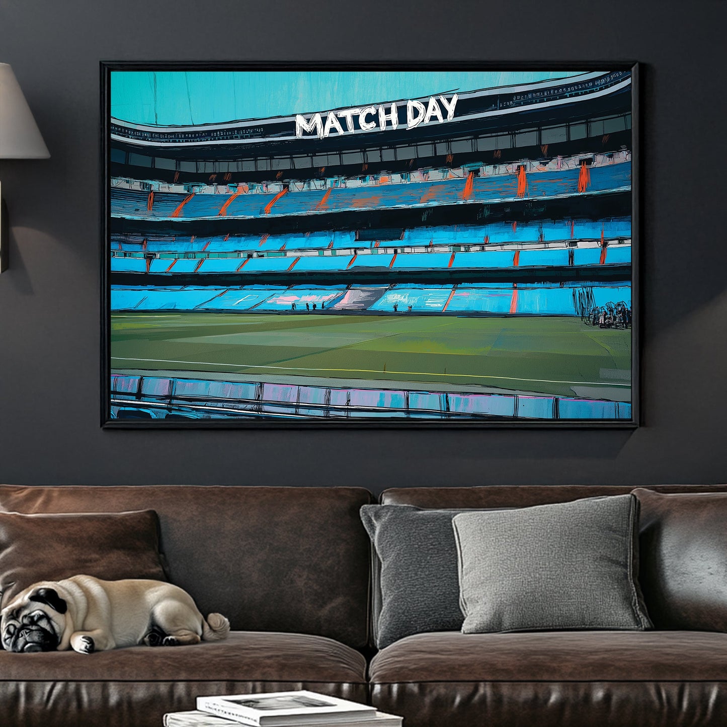 Real Madrid stadium wall art with empty stands