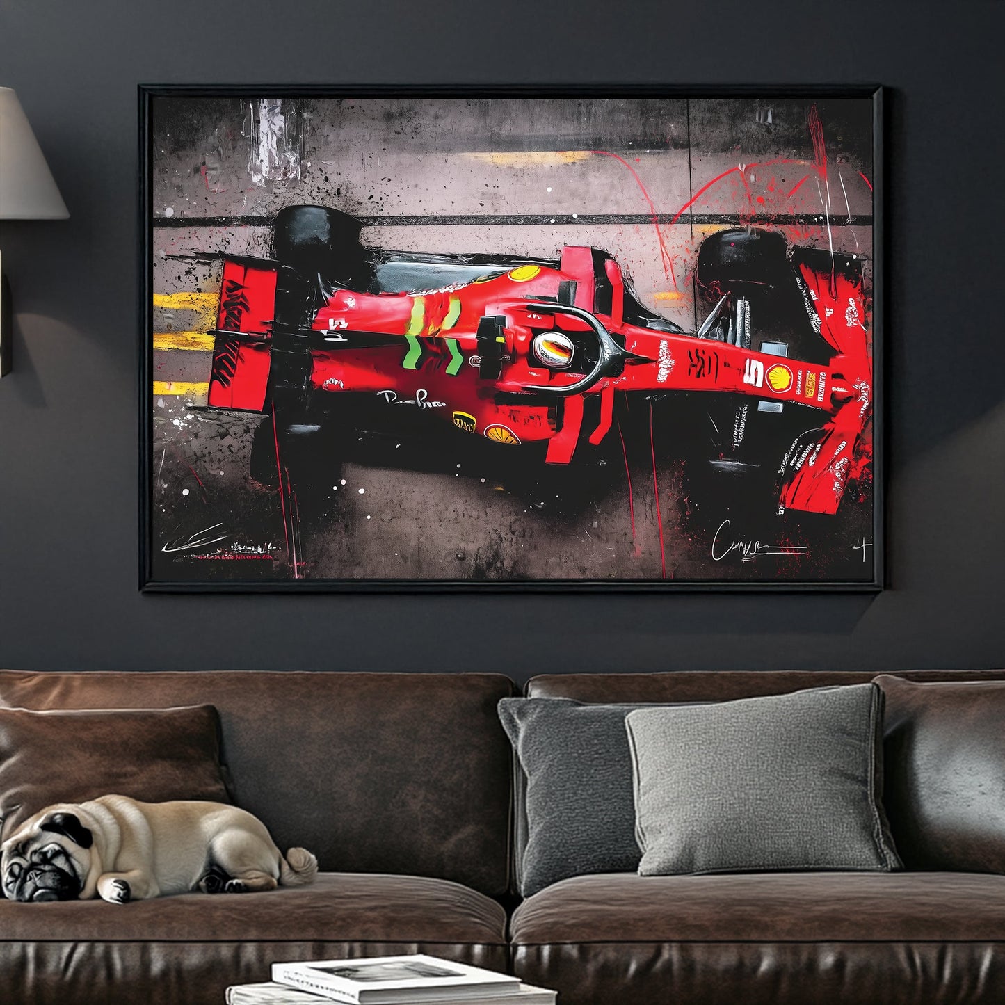 ferrari formula 1 racing car top view wall art