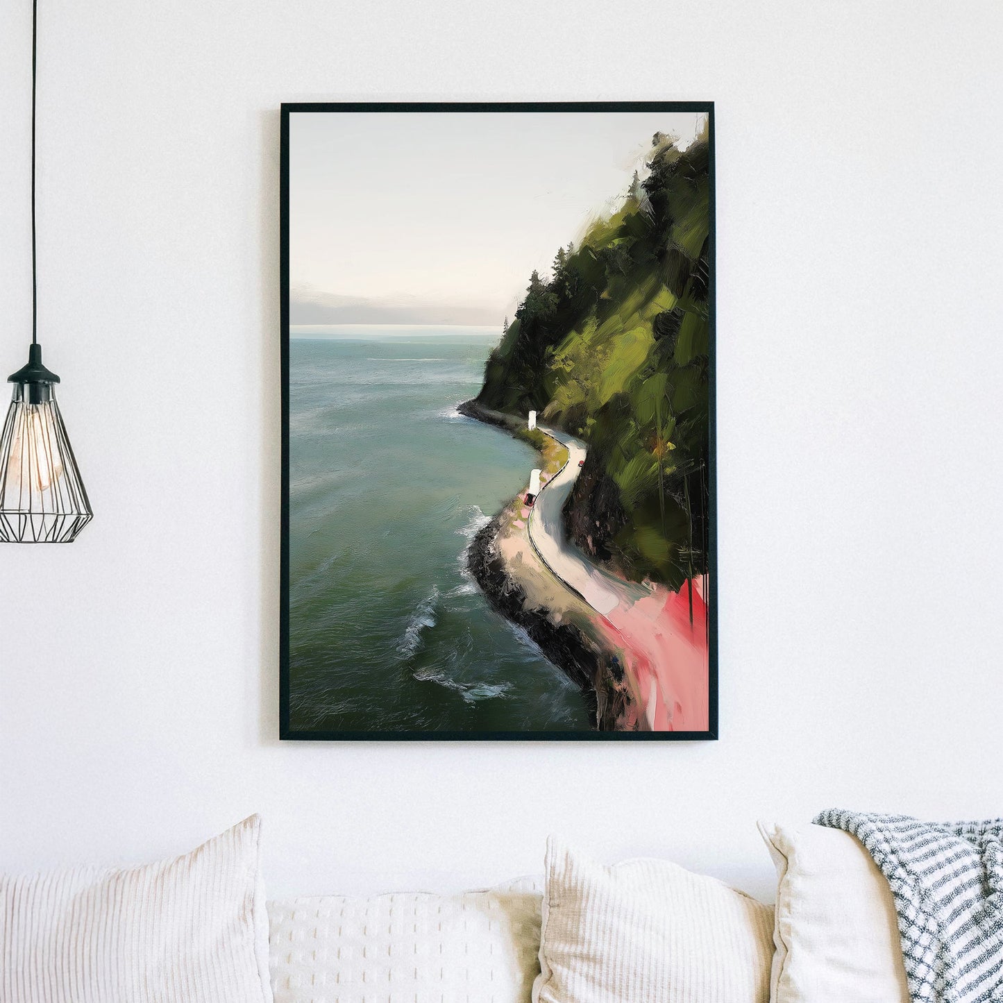 coastal vancouver cliff road wall art with ocean view