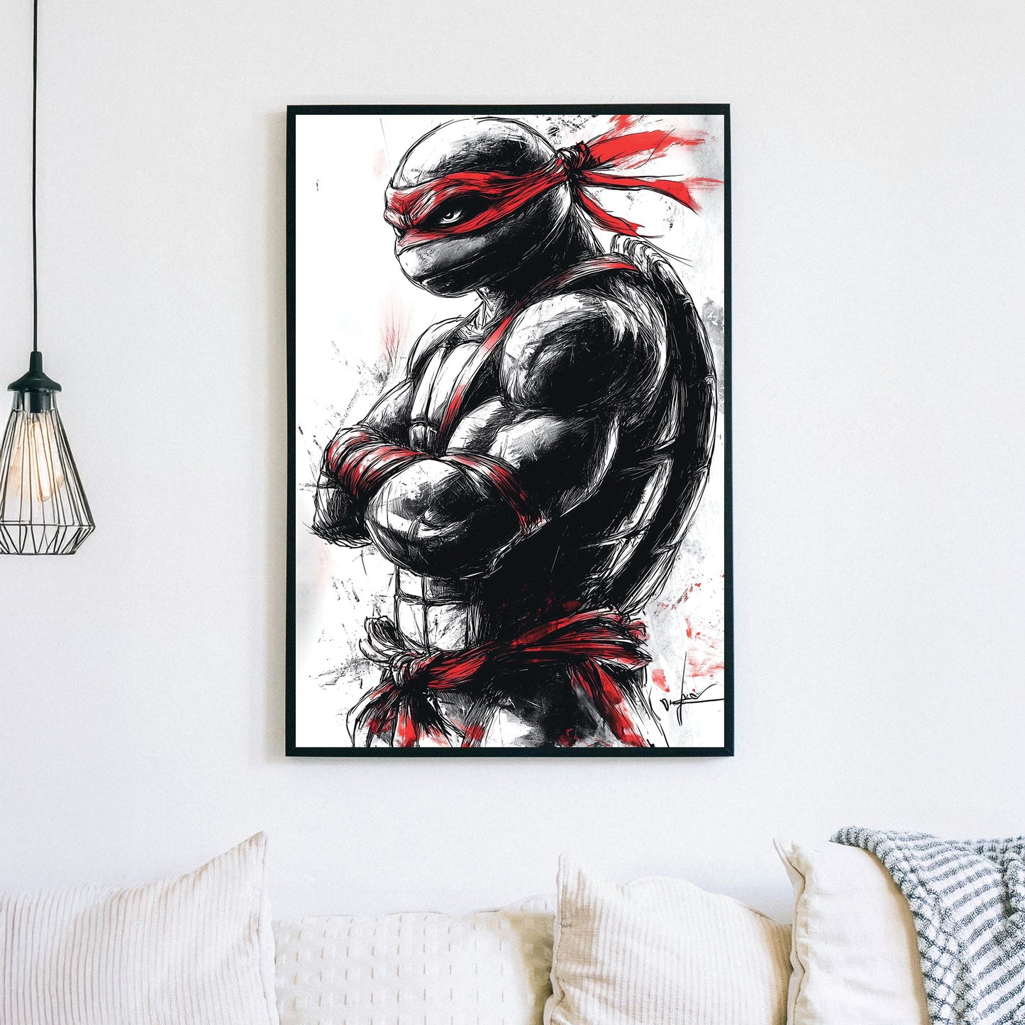 Raphael, Ninja Turtles wall art in graphic sketch style