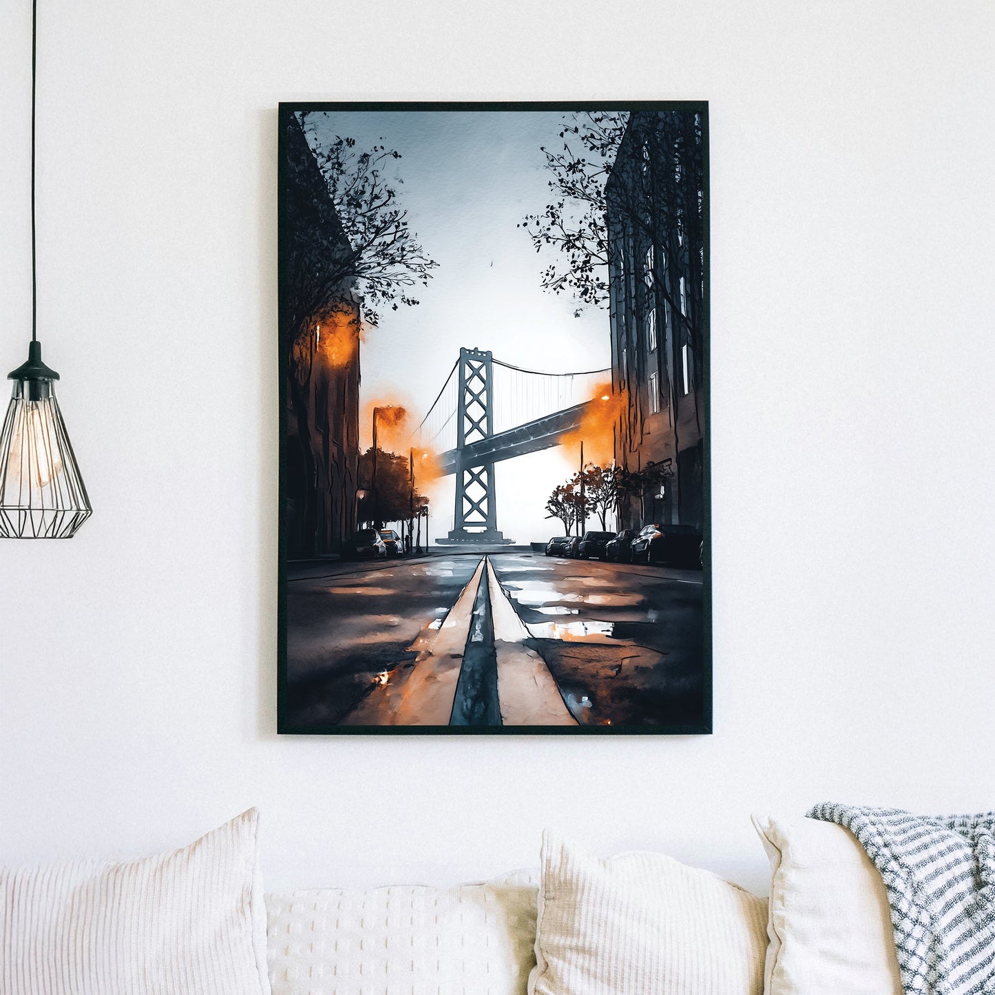 bay bridge street view cityscape wall art