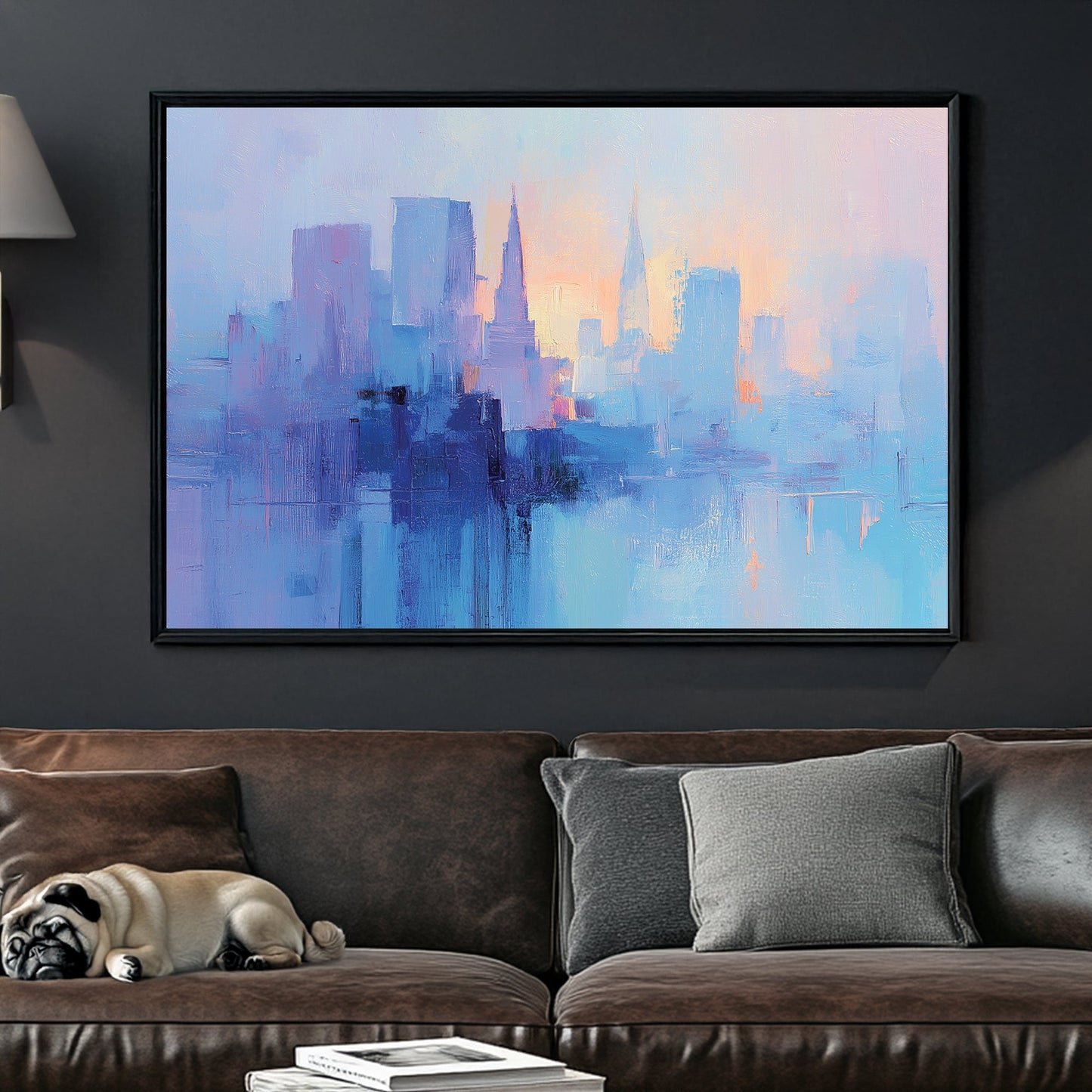 pastel city skyline abstract wall art