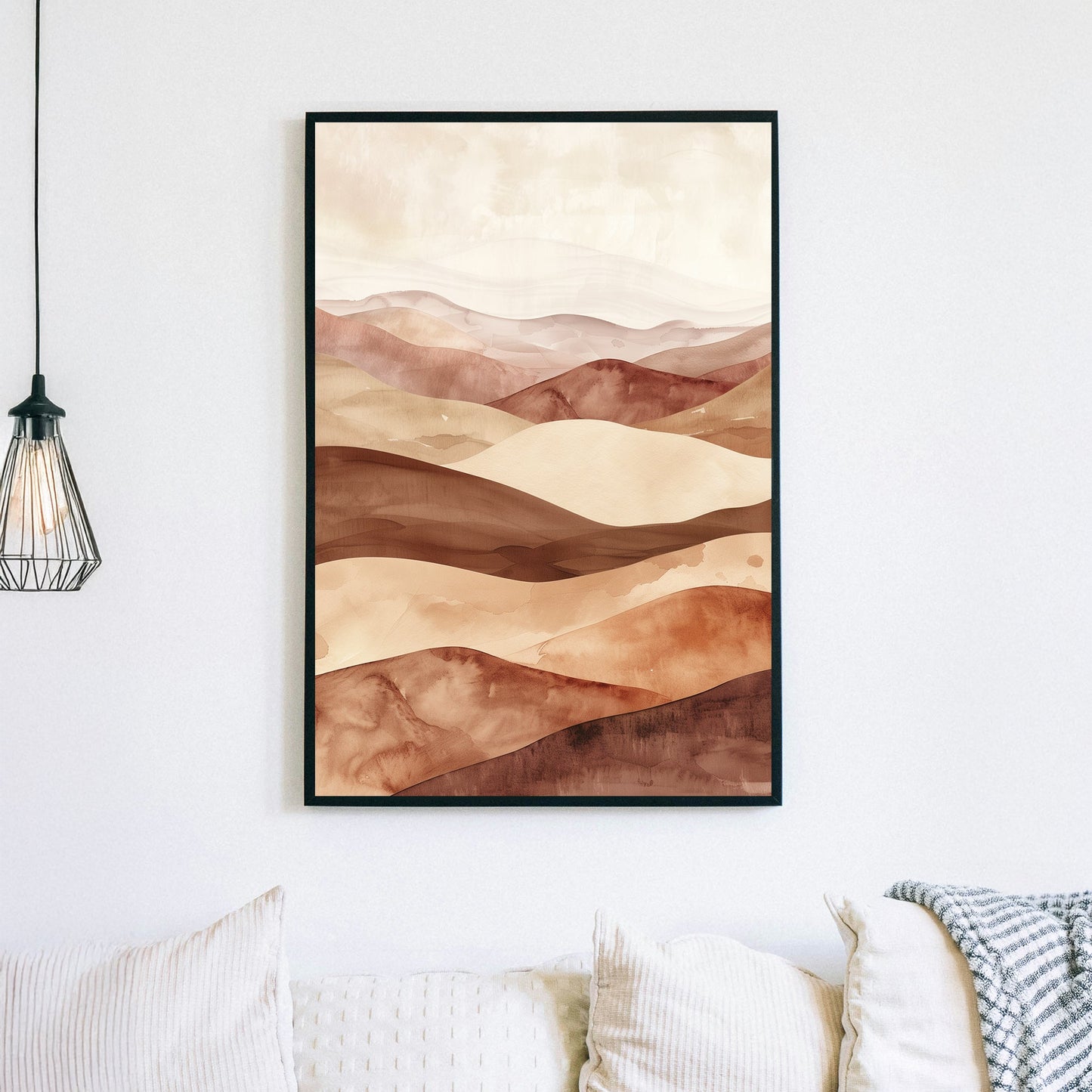 minimal wall art of desert hills abstract in warm earth tones