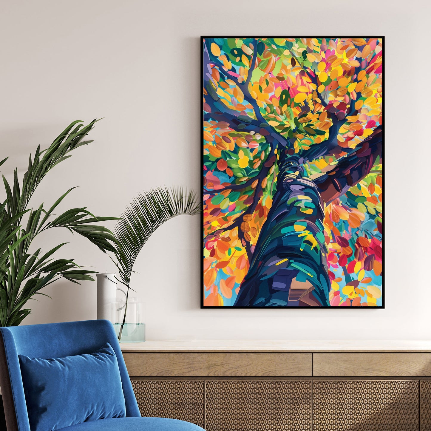 colourful tree canopy abstract wall art