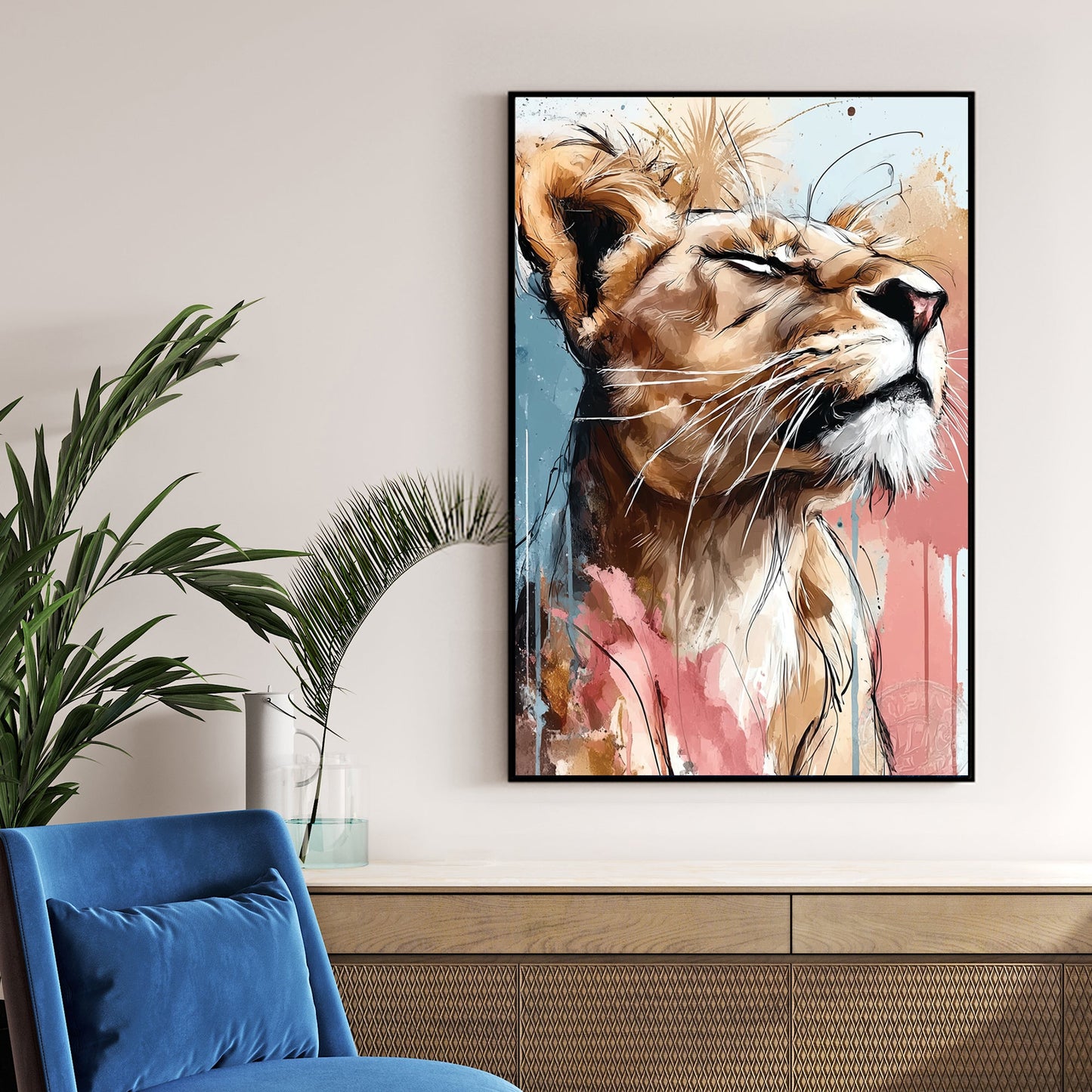 lioness portrait wall art