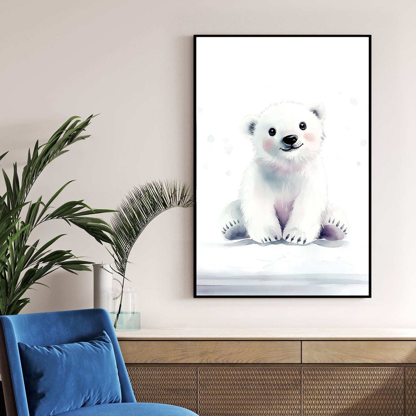 adorable polar bear illustration wall art