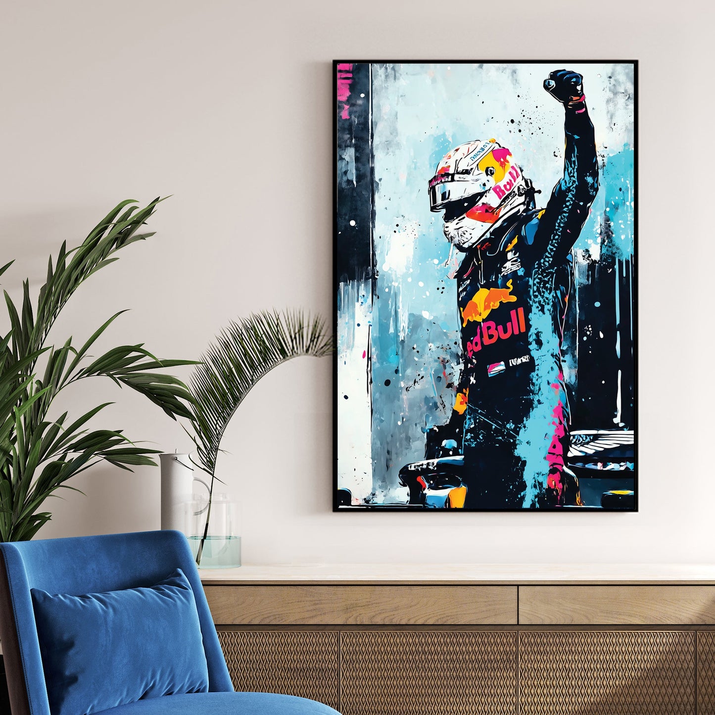 Max Verstappen racing champion victory wall art