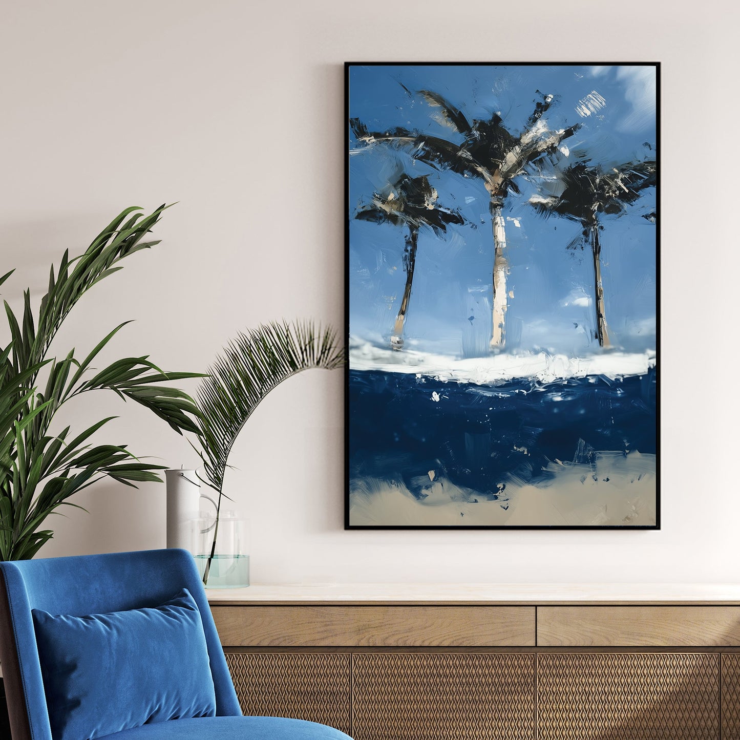 abstract palm trees beach wall art