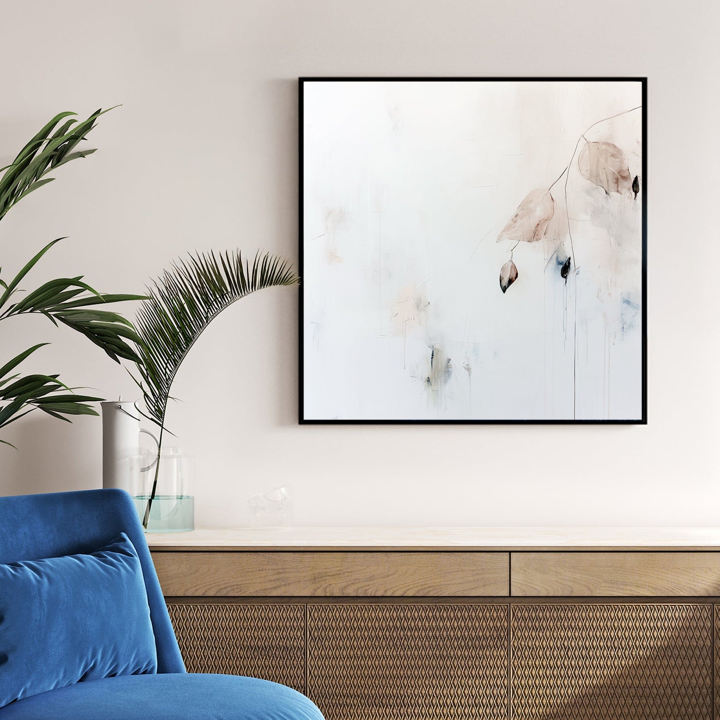 minimalist leaves on white background wall art