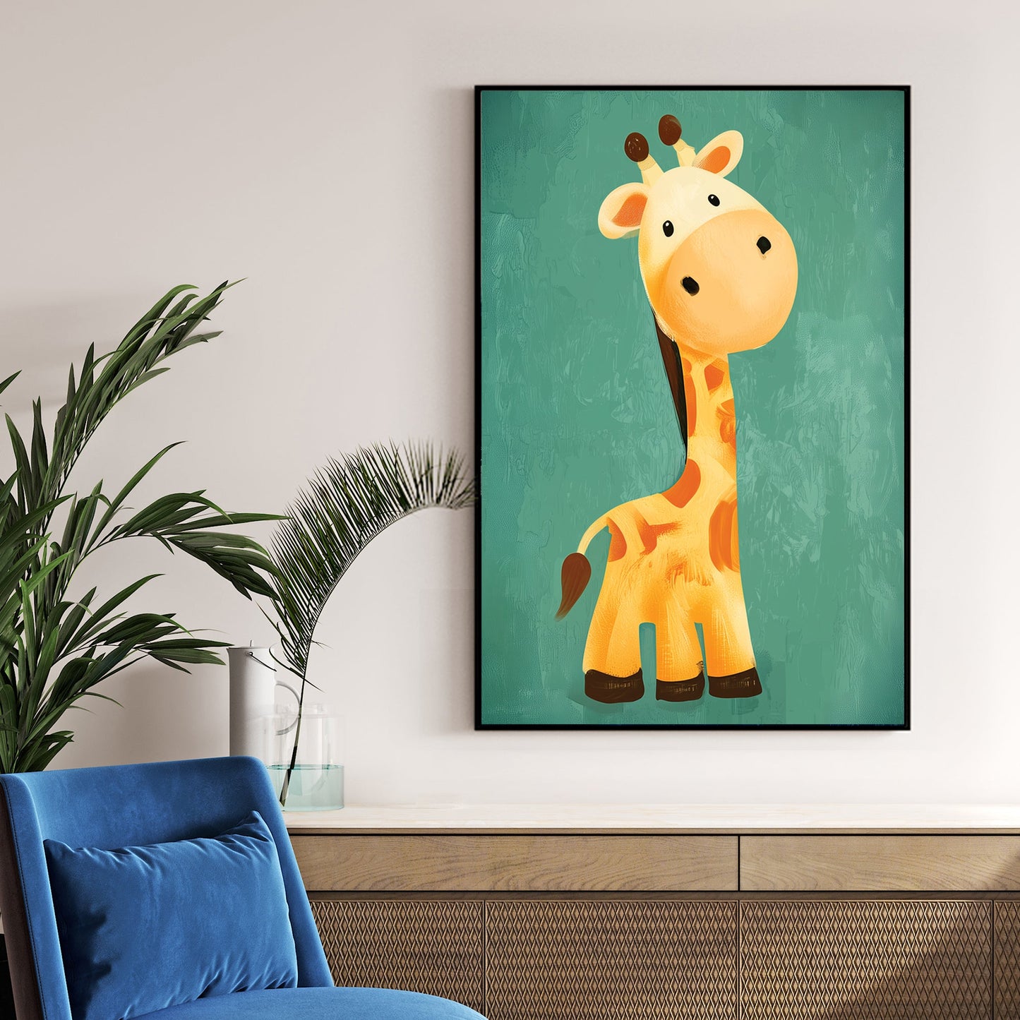 cute giraffe cartoon wall art