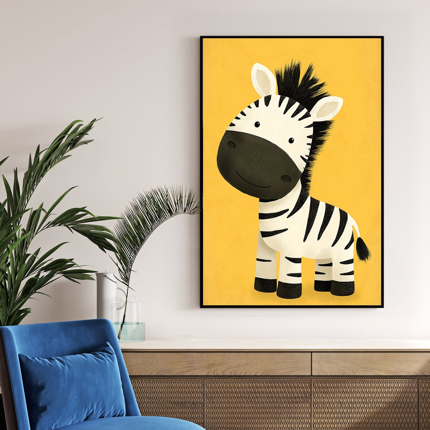 cute zebra cartoon wall art