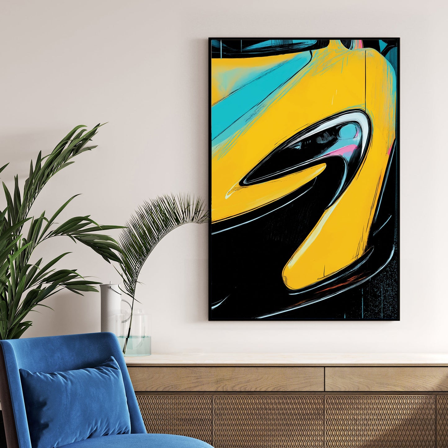 McLaren sports car yellow wall art
