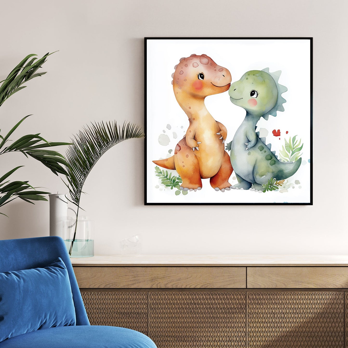 cute dinosaur friends nursery wall art