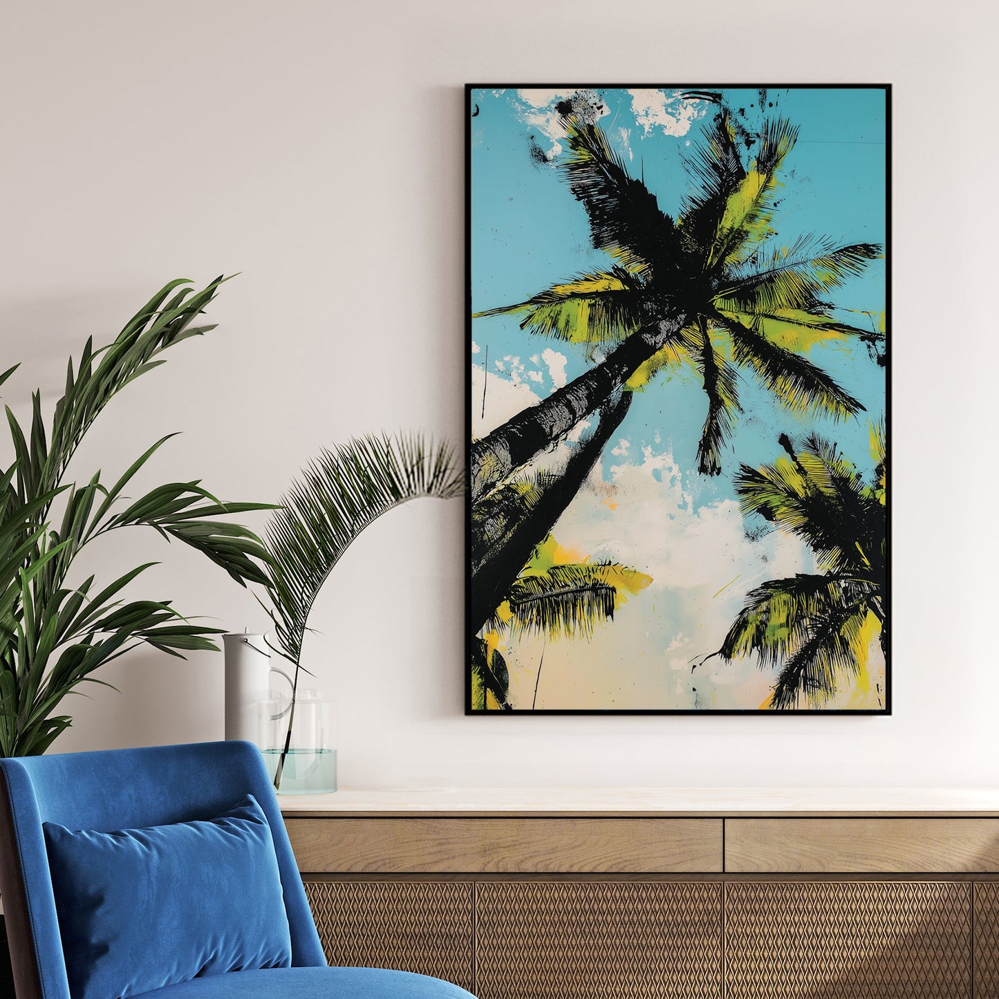 palm tree graffiti tropical wall art