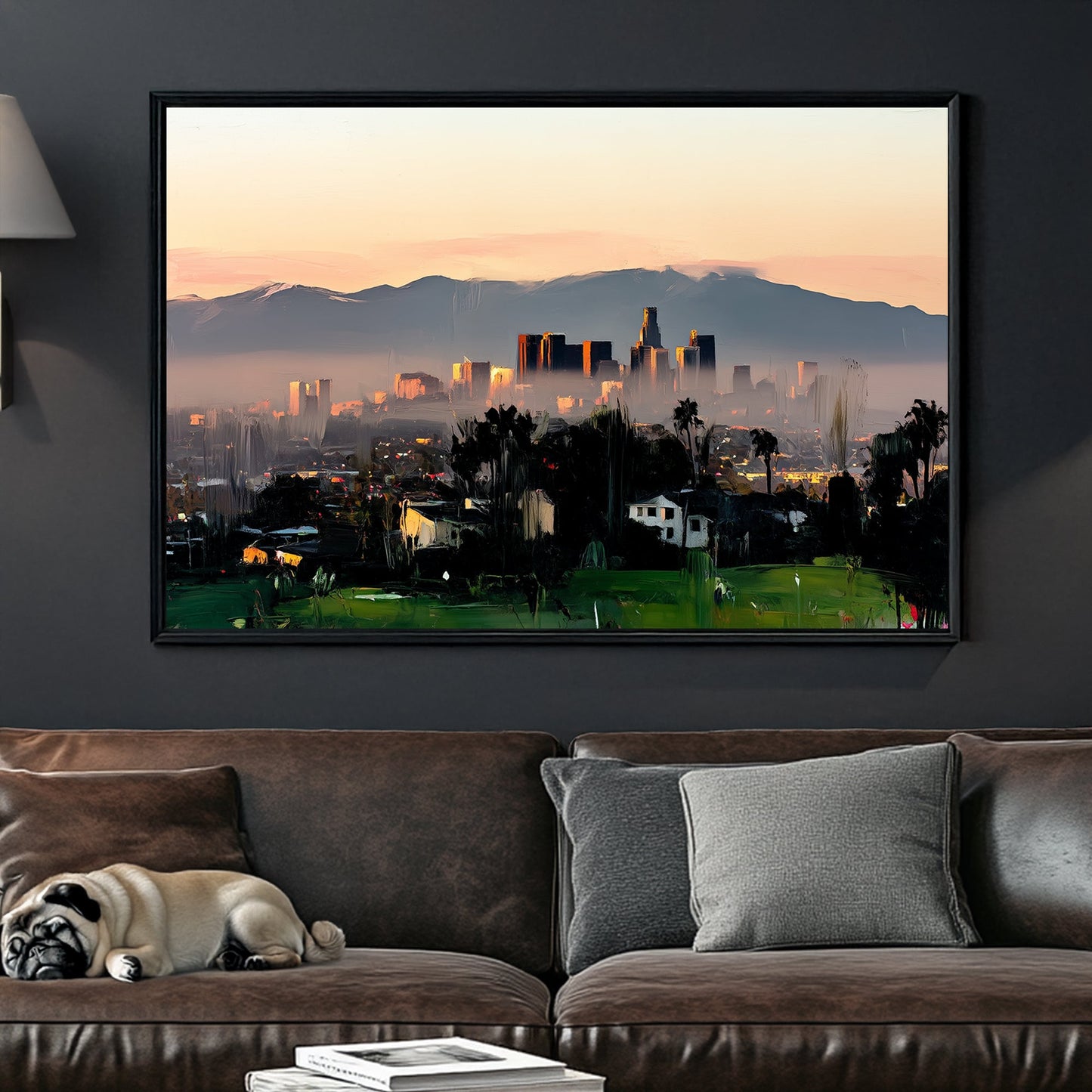 los angeles skyline sunset wall art