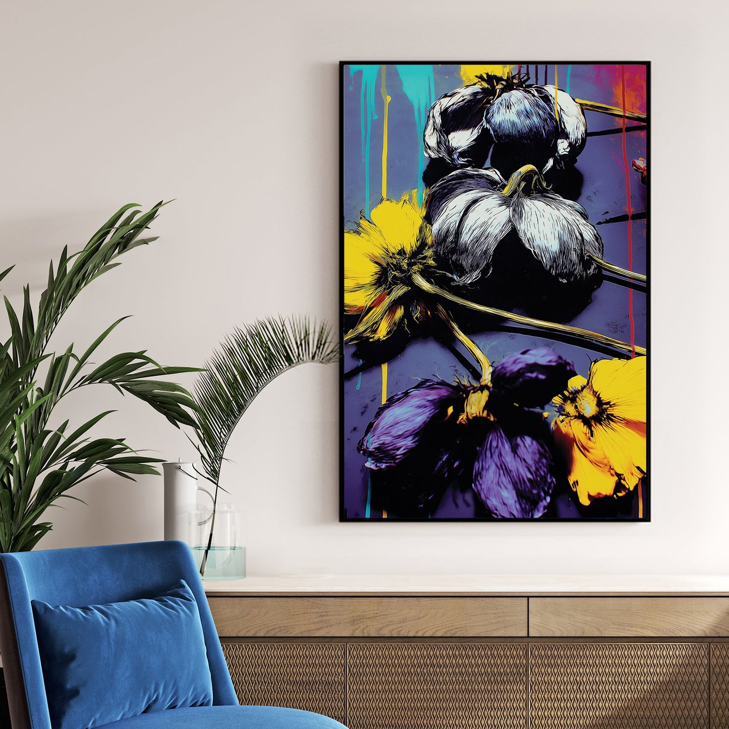 eon flowers graffiti wall art