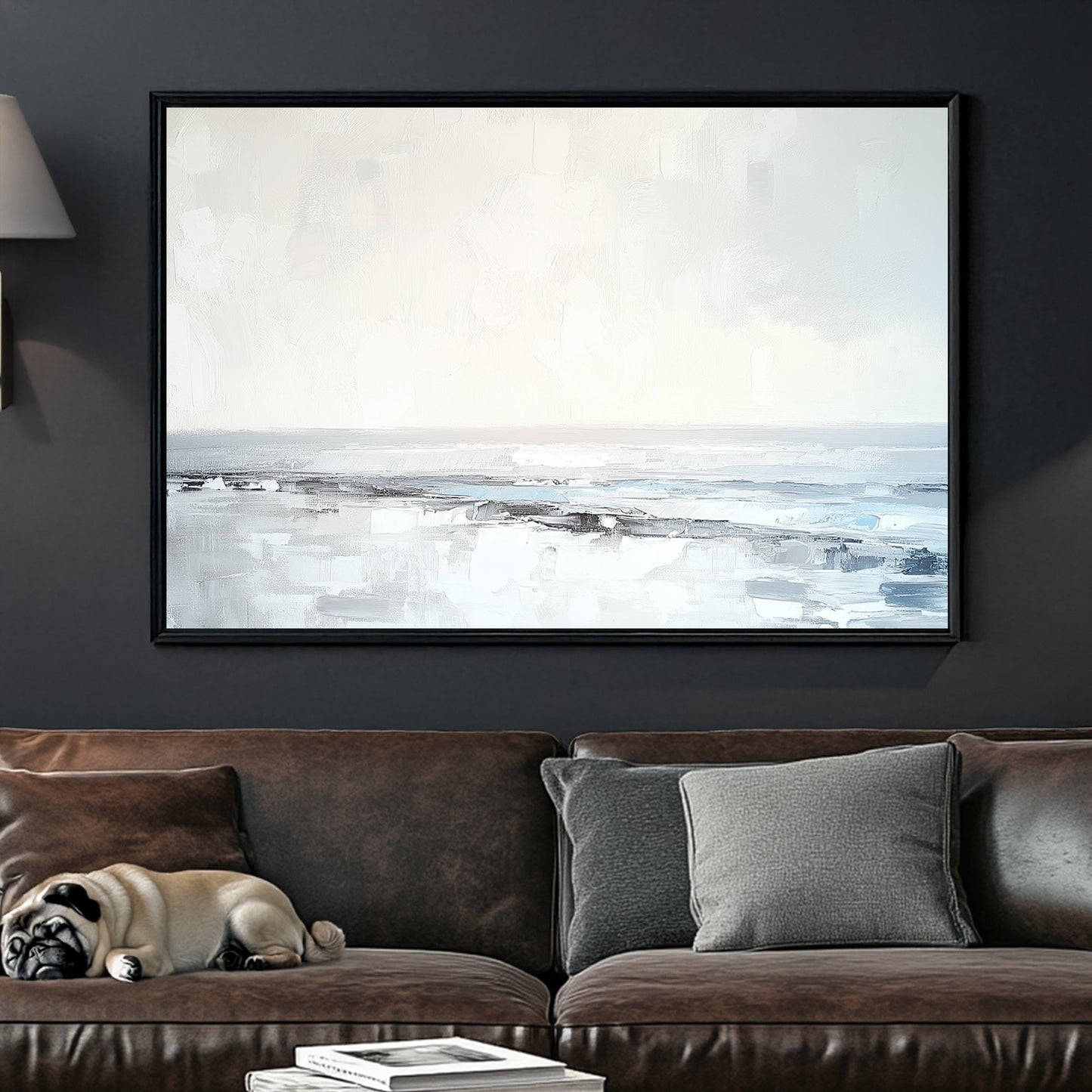 minimalist shoreline painting wall art